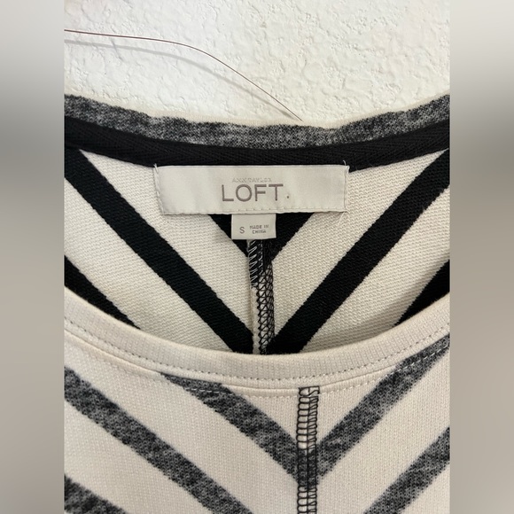 Loft White Black Striped Tie Waist Cotton Dress Size Small - Picture 4 of 7